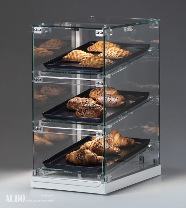 SNACK 450 K-SD bakery display case - swing doors and slanted shelves - self-service