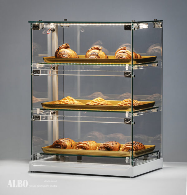 SNACK 560 K bakery display case - flip-up doors and horizontal shelves